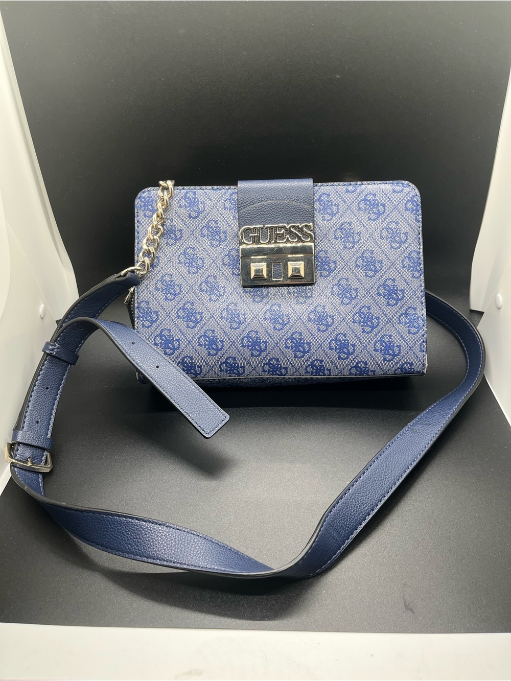 GUESS Navy Blue Logo Crossbody Bag